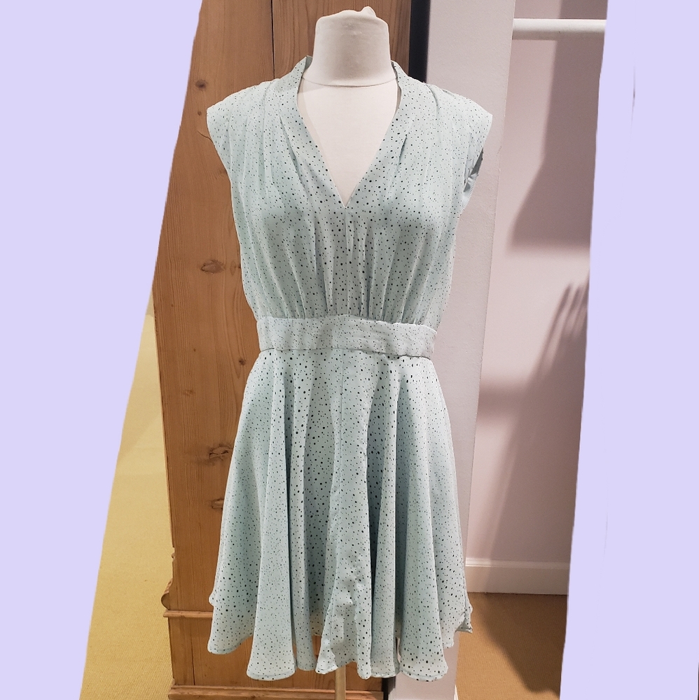 French Connection Mint and Black Polka Dot Dress